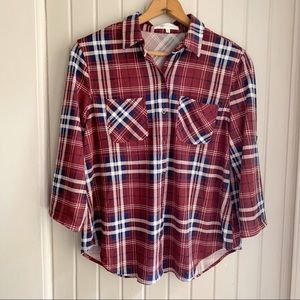 Eden & Olivia Plaid Flannel Button Back Top